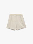 Regular Fit Pile Detaylı Cepli Keten Karışımlı Mini Şort
