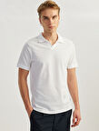 Pamuklu Pike Kumaş Kısa Kollu Regular Fit V Yaka Polo Tişört