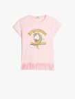 Unicorn Baskılı Püsküllü Tişört Kısa Kollu Pamuklu
