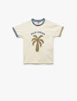 Palmiye Nakış Detaylı Kısa Kollu Bisiklet Yaka Pamuklu Tişört