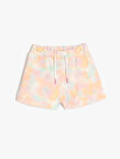 Beli Bağcıklı Pamuklu Batik Desenli Şort