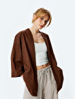 Pamuklu Cepli 3/4 Geniş Kol Oversize Kimono