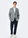 Cep Detaylı Pamuk Karışımlı Mono Yaka Slim Fit Blazer Ceket