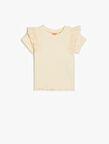 Pamuklu Brodeli Kısa Kollu Bisiklet Yaka Tişört