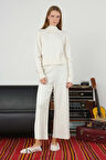 Fitilli Triko Pantolon Ekru