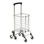 Taşınabilir Katlanabilir Alışveriş Pazar Arabası Altı Tekerlekli Metalik 30 Kg