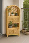 Dekoratif Hasır Raf Kitaplık 4 Kapaklı
