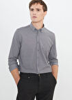 Altınyıldız Classics Slim Fit Düğmeli Yaka Gri Erkek Gömlek ACE202510304_GÖMLEK PAR DY