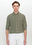Altınyıldız Classics Slim Fit Düğmeli Yaka Haki Erkek Gömlek ACE020252171_HAK