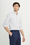 Slim Fit Dar Kesim Düğmeli Yaka Armürlü Gofre Desenli Gömlek