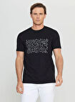 Altınyıldız Classics Bisiklet Yaka Baskılı Siyah Erkek T-Shirt ACE091252412_SYH