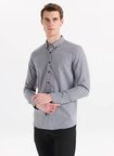 Altınyıldız Classics Gri Erkek Düğmeli Slim Fit Melanj Gömlek ACE020261519_GRI