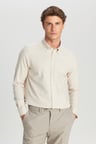 %100 Pamuk Slim Fit Dar Kesim Düğmeli Yaka Diagonal Desenli Flanel Gömlek