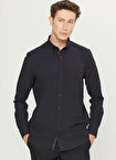 Altınyıldız Classics Slim Fit Düğmeli Yaka Siyah Erkek Gömlek ACE020261467_SYH