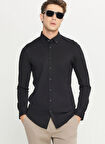 Altınyıldız Classics Slim Fit Düğmeli Yaka Siyah Erkek Gömlek ACE020261468_SYH