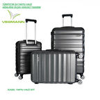 Vegmann Tartılı Scadel Antrasit 3 lü Valiz Seti