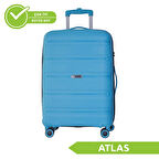 Vegmann Polipropilen (PP) Atlas Mavi Büyük Boy Valiz