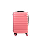 Vegmann Tartılı Scadel Pembe Büyük Boy Valiz