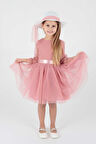 Kız Çocuk Şapkalı Ve Tül Dantel Trend Abiye Elbise Ak2228