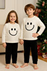 Kız - Erkek Çocuk Gülen Yüz Nakışlı Kışlık Peluş Takım Ak4006
