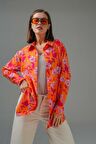 Turuncu Desenli Klasik Dokuma Gömlek