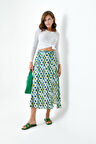Yeşil Yırtmaçlı Dokuma Etek