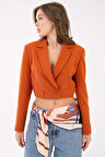 Kiremit Kruvaze Crop Blazer Ceket