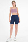 Lacivert Toparlayıcı Etkili Yüksek Bel Günlük Ve Spor Kısa Tayt