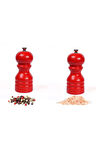 Kırmızı Ahşap Tuz Ve Karabiber El Değirmeni Öğütücü Grinder 2 Adet 12 Cm