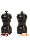 Kahverengi Ahşap Tuz Ve Karabiber El Değirmeni Öğütücü Grinder 2 Adet  10 Cm