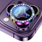 BİNANO IPHONE 15/15 PLUS TAŞLI GÖKKUŞAĞI KAMERA KORUYUCU