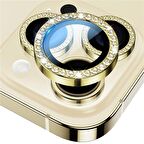 BİNANO IPHONE 15 PRO/15 PRO MAX TAŞLI GOLD KAMERA KORUYUCU