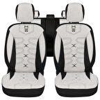 Minderland FA Serisi - Alfa Romeo Giulietta ile uyumlu Koltuk Kılıfı, Keten / Kemik Beyazı Melanj