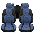 Verita Elegance Serisi - Seat Ateca ile uyumlu Koltuk Kılıfı, Keten-Deri / Mavi