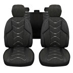 Verita Elegance Serisi - Seat Tarraco ile uyumlu Koltuk Kılıfı, Keten-Deri / Siyah