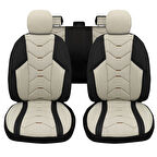 Verita Elegance Serisi - Volkswagen Jetta ile uyumlu Koltuk Kılıfı, Keten-Deri / Krem