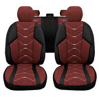 Verita Elegance Serisi - Mercedes-Benz GLB Serisi ile uyumlu Koltuk Kılıfı, Keten-Deri / Bordo
