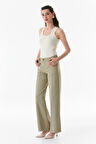 Yüksek Bel Palazzo Keten Pantolon