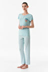 Baskılı Bisiklet Yaka Pijama Takımı