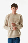 3 İplik Yazı Nakışlı Dik Yaka Sweatshirt