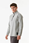 Basic Yarım Fermuarlı Dik Yaka Sweatshirt