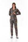 Çizgili Gömlek Yaka Süet Pijama Takımı