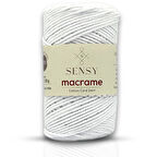 Sensy Koton Pamuk Makrome İpi 2mm Cotton Zincir Makrome Çanta İpi Supla İpi Koton İp Optik Beyaz