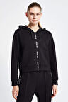 Lescon 24NTBL002136-633 Siyah Kadın Fermuarlı Kapşonlu Sweatshirt