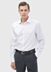 Beyaz Düz Regular Fit Dokuma Klasik %100 Pamuk Gömlek
