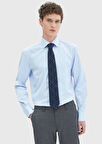 Açık Mavi Regular Fit Ütü İstemeyen Dokuma Klasik %100 Pamuk Gömlek