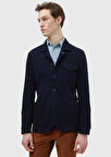 Lacivert Düz Shirt Shoulder Slim Fit %100 Yün Örme Ceket