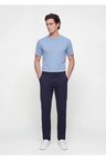 Lacivert Düz Dokuma Slim Fit Casual Pamuk Karışımlı Pantolon