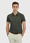Haki Düz Polo Yaka %100 Pamuk T-Shirt