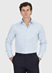 Açık Mavi Düz Regular Fit Dokuma Klasik %100 Pamuk Gömlek
